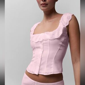 Danielle Guizio Paloma Pink Lace Top Brand New